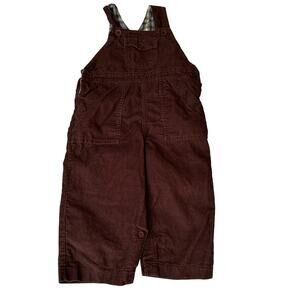 Strasburg Brown Corduroy Overalls with Plaid Lining